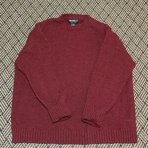 Eddie Bauer Burgundy 100% Lambswool Crew Neck Sweater SZ XLarge
